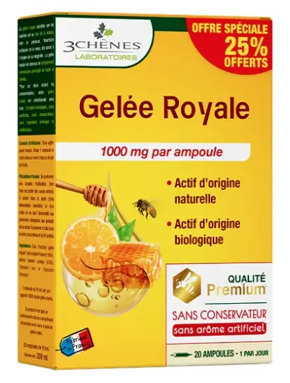 3 Chênes Gelée royale 1000mg 20 ampoules