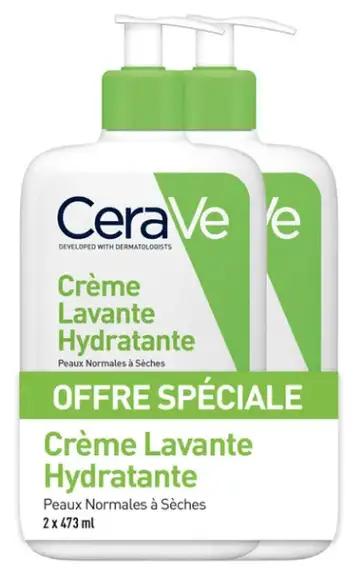 CeraVe Crème Lavante Hydratante 473 ml - lot de 2