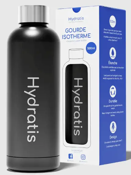 Hydratis Gourde Isotherme noire - 500ml
