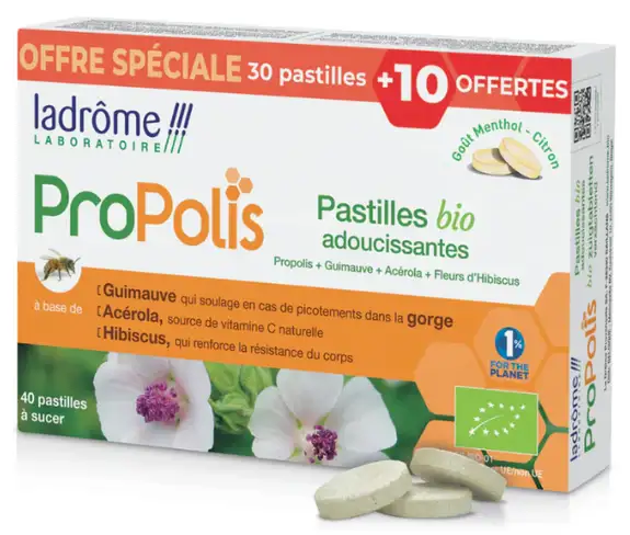 Ladrôme Propolis Past AB Adoucissantes - 30 pastilles + 10 offertes
