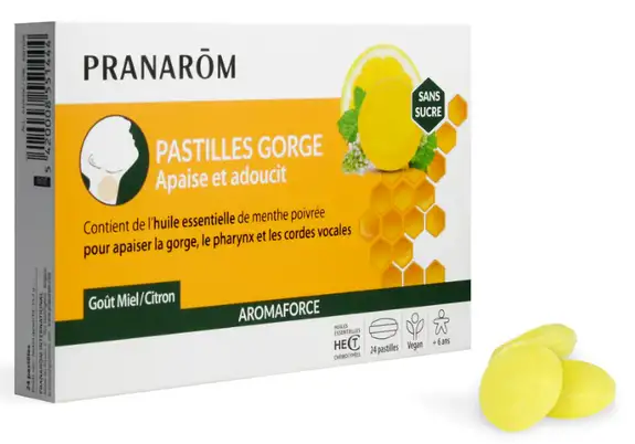 Pranarom Aromaforce Pastilles gorge au miel et citron - x24