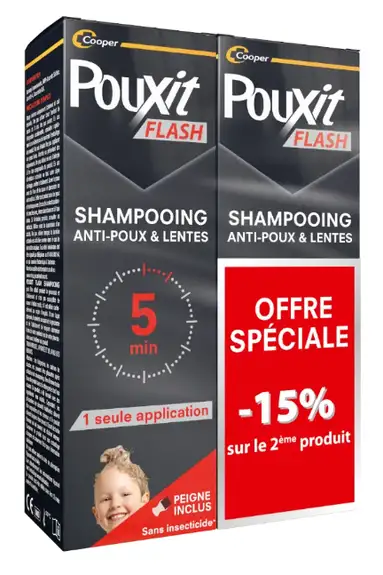 Pouxit Flash Shampoing anti-poux et lentes - 2 x 100ml