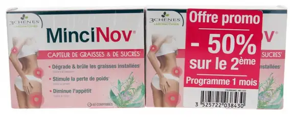 Les 3 Chênes MinciNov Capteurs graisses et sucres - 2 x 60 comprimés