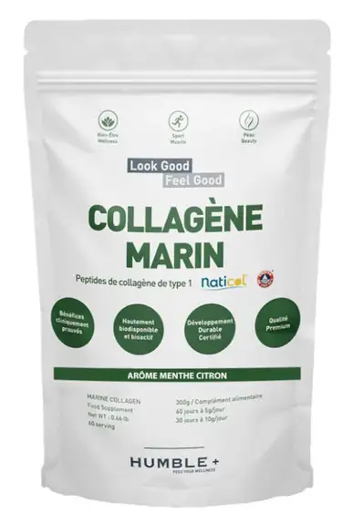 Humble+ Collagène Marin Menthe Citron 300g