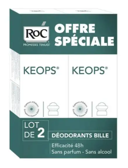 KEOPS Déodorant à bille normal Lot de 2 Roll-on 50ml