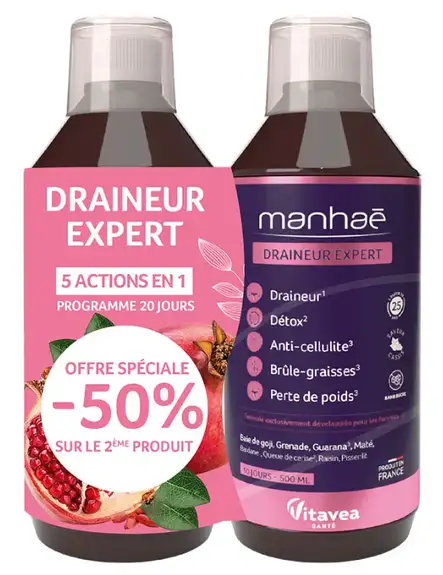 Manhaé Draineur Expert Lot de 2 x 500ml