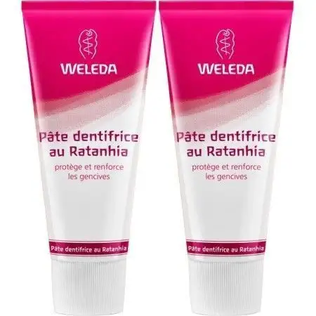 Weleda Pâte Dentifrices Ratanhia - Lot de 2 x 75 ml
